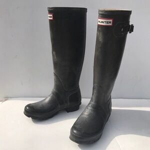 HUNTER green tall rain Boots 5 women’s rubber